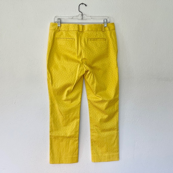 Banana Republic Yellow Brocade Cropped Ankle Pants Geometric Print Tailored - Picture 3 of 12
